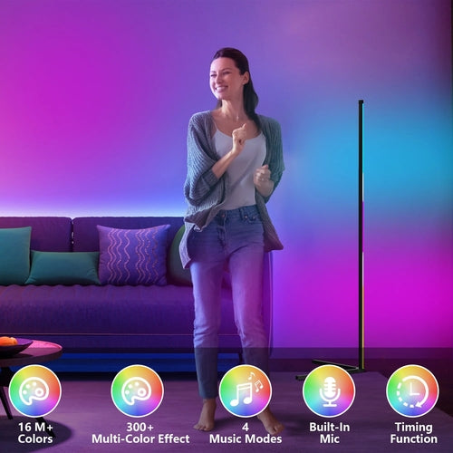 Led Corner Floor Lamp, Smart RGB Floor Lamp with App&Remote, 16