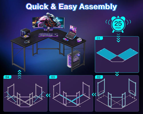 L Shaped Gaming Desk, Corner Desk Gaming Table for Home Office,