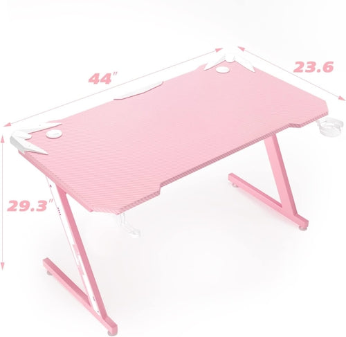 Gaming Computer Desk with Carbon Fiber Surface, Gaming Table Z Shaped