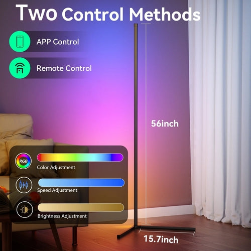 Led Corner Floor Lamp, Smart RGB Floor Lamp with App&Remote, 16